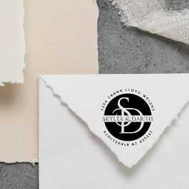 Sello Automático Dirección de retorno de monograma simple Boda