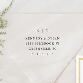 Sello Automático Dirección de retorno de monograma simple Boda