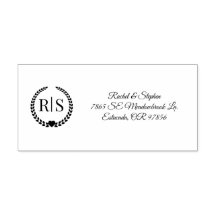 Dirección de retorno de monograma simple de novia