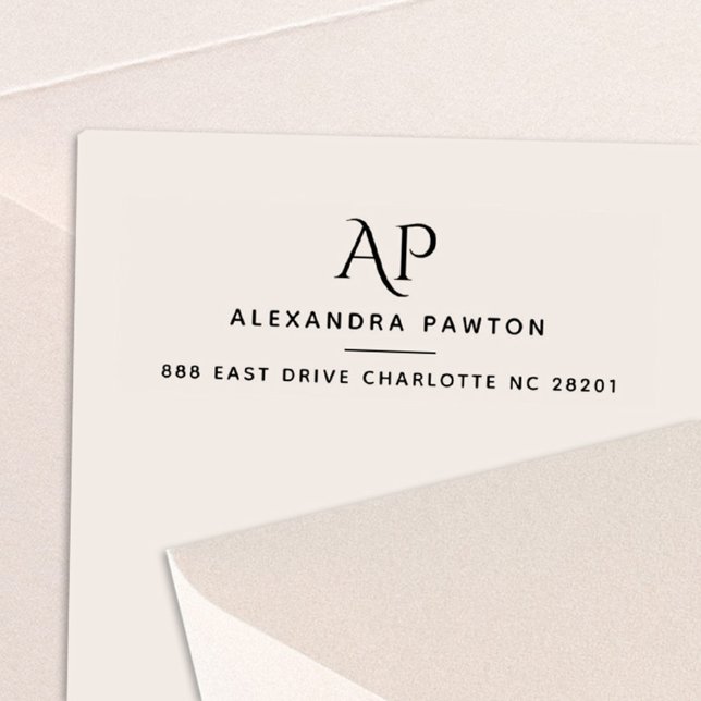 Sello Automático Dirección de retorno de monograma simple moderno (Subido por el creador)