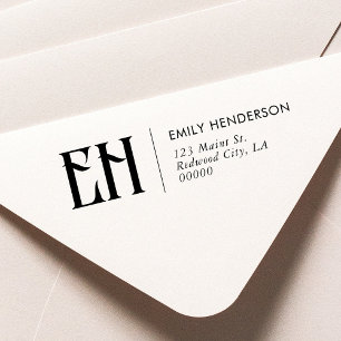 Sello Automático Dirección de retorno de monograma vintage autoenla