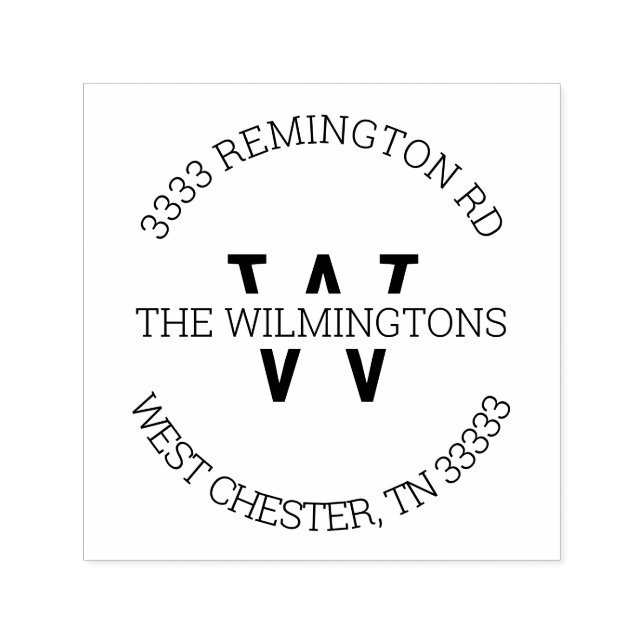 Sello Automático Dirección de retorno de redondeo de monograma mode (Diseño)