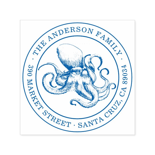 Sello Automático Dirección de retorno de redondeo de pulpo dibujado (Diseño)