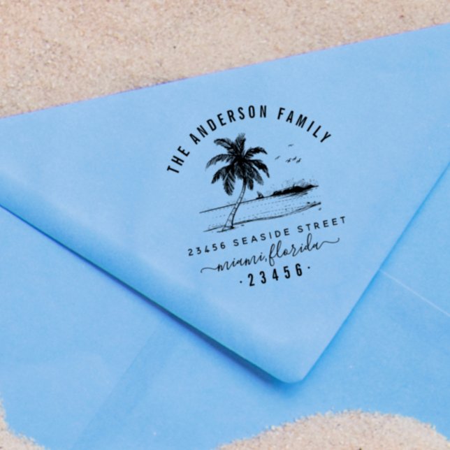 Sello Automático Dirección de retorno de script de nombre de famili (Rubber Stamp Mock-up)