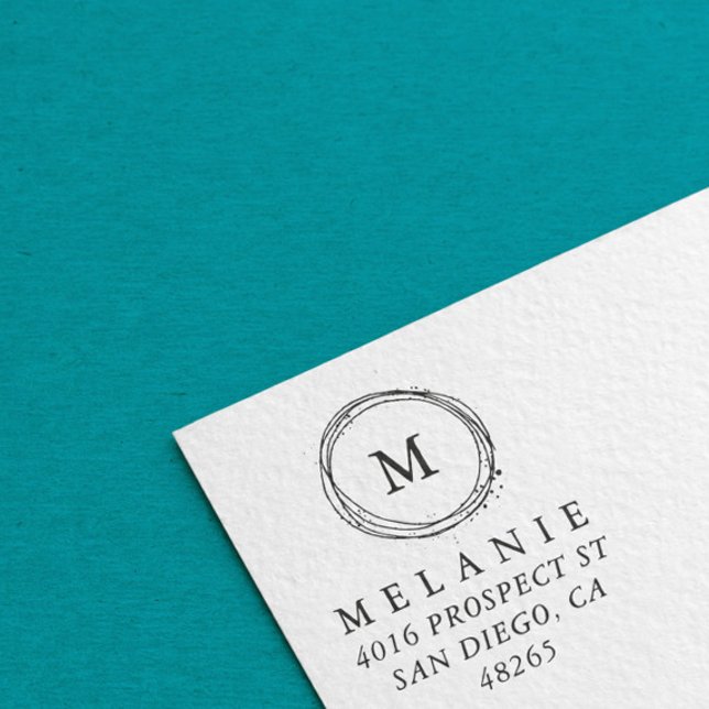 Sello Automático Dirección de retorno elegante Monograma Minimalist (Subido por el creador)