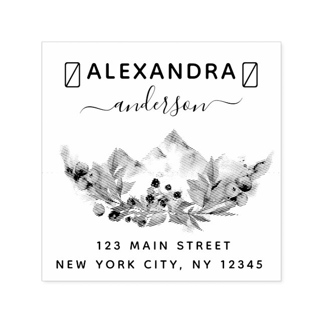 Sello Automático Dirección de retorno elegante personal de Mountain (Diseño)