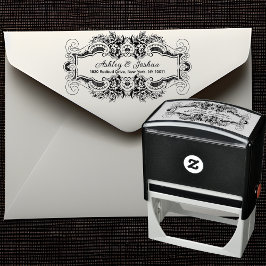 Sello Automático Dirección de Retorno Floral Ornamental de Estilo V