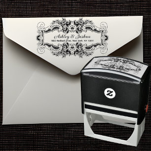 Sello Automático Dirección de Retorno Floral Ornamental de Estilo V