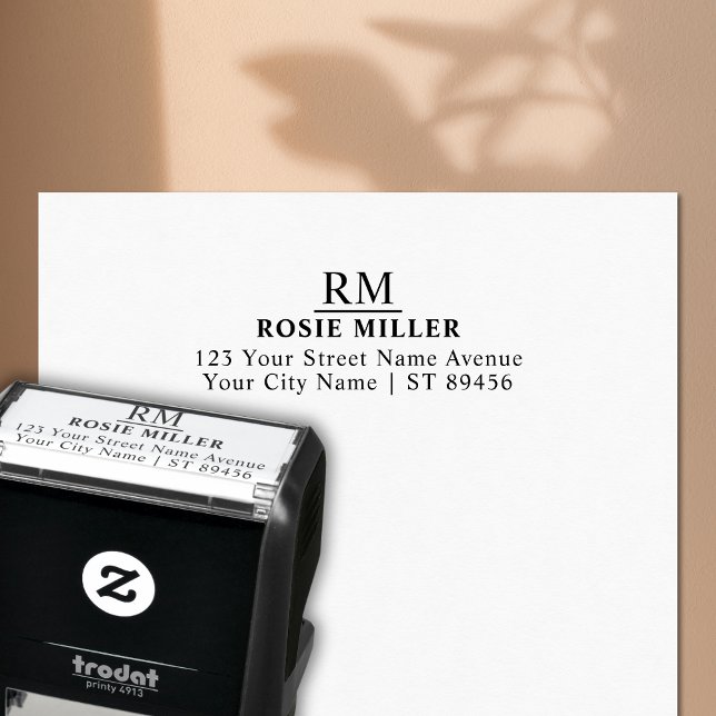 Sello Automático Dirección de retorno simple de monograma clásico (Classic Monogram Simple Return Address Self-inking Stamp)