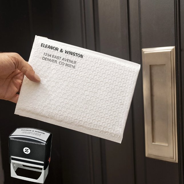 Sello Automático Dirección de retorno simple en blanco y negro (Subido por el creador)