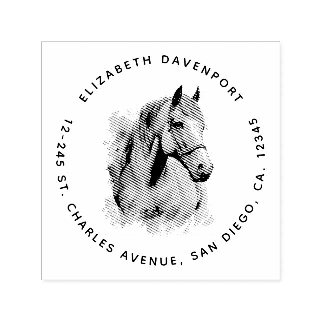 Sello Automático Dirección de retrato de cabeza de caballo hermoso (Diseño)