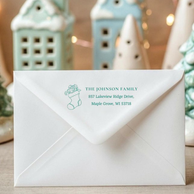 Sello Automático Dirección de tarjeta de Navidad personalizada con  ([Stocking Stamp] Custom Christmas Card Address Self-inking Stamp)