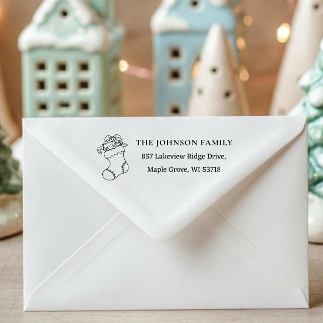Sello Automático Dirección de tarjeta de Navidad personalizada con  ([Stocking Stamp] Custom Christmas Card Address Self-inking Stamp)