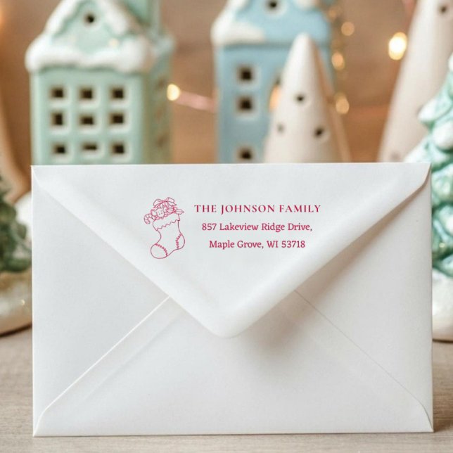 Sello Automático Dirección de tarjeta de Navidad personalizada con  ([Stocking Stamp] Custom Christmas Card Address Self-inking Stamp)