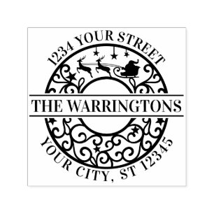 Sello Automático Dirección del nombre de los navidades Santa Sleigh