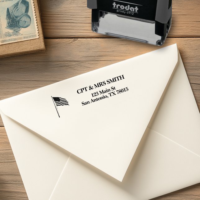 Sello Automático Dirección Patriótica de la Bandera de Estados Unid (US Flag Return Address Stamp)