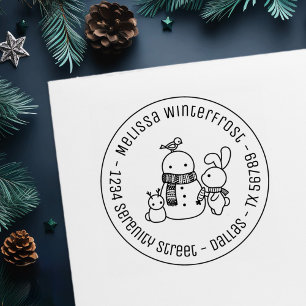 Sello Automático Dirección redonda de Snowman Building Rabbit
