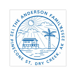 Sello Automático Dirección redonda moderna del apellido de la