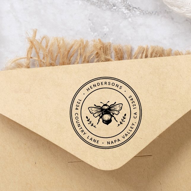 Sello Automático Dirección Rustic Bumblebee Round Return (Subido por el creador)