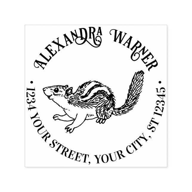 Sello Automático Dirección Rustic Cute Chipmunk Name Return (Diseño)