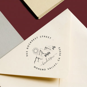 Sello Automático Dirección Rustic Mountain Forest Landscape