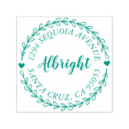 Sello Automático Dirección Rustic Script & Hand Drawreath Wreath Re