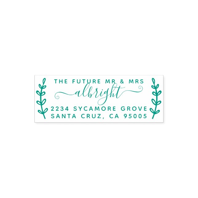 Sello Automático Dirección Rustic Wreath & Script "Future Mr & Mrs. (Diseño)