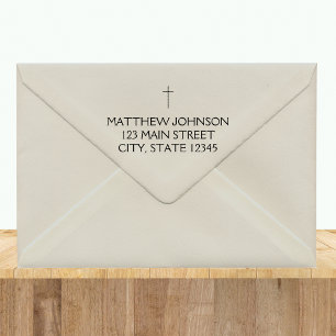 Sello Automático Dirección simple de nombre de la cruz negra