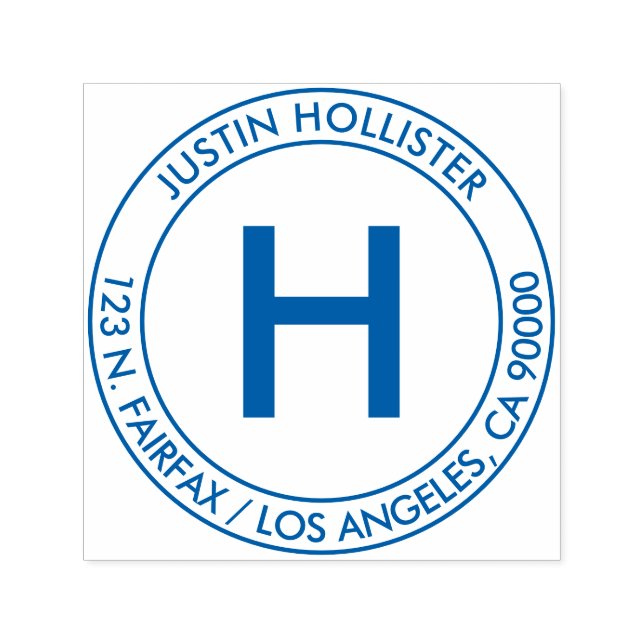 Sello Automático Dirección simple y monograma inicial (Diseño)