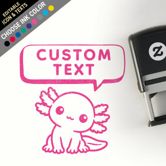Sello Automático Discurso de Burbuja Kawaii Chibi Axolotl Personali