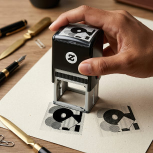 Sello Automático Diseño de Arte Risógrafo Geométrico Abstracto Retr