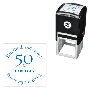 Sello Automático Diseño de celebración circular elegante 50 y fabul