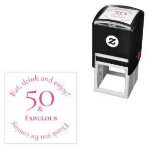 Sello Automático Diseño de evento circular fucsia elegante 50 & fab