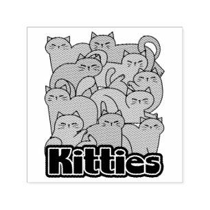 Sello Automático Diseño de gatitos curados - Arte gato adorable