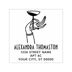 Sello Automático Disposición de Art Deco Lady Hand Holding Champagn