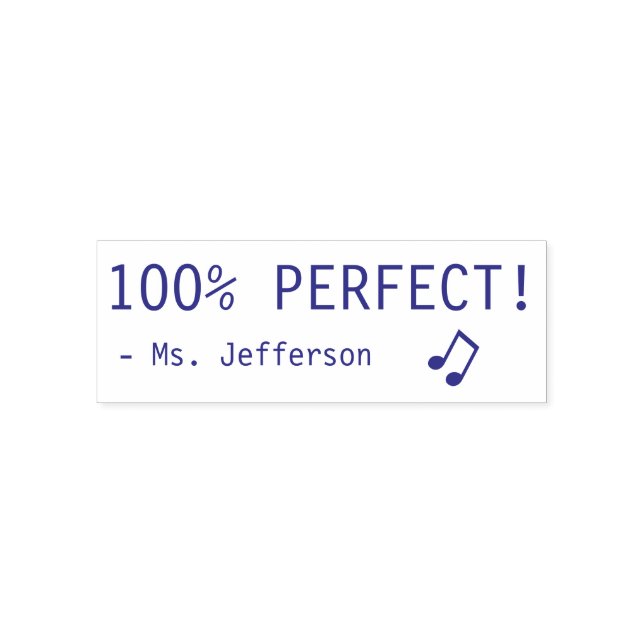 Sello Automático Divertido "¡100% PERFECTO!" + Nombre del profesor  (Diseño)