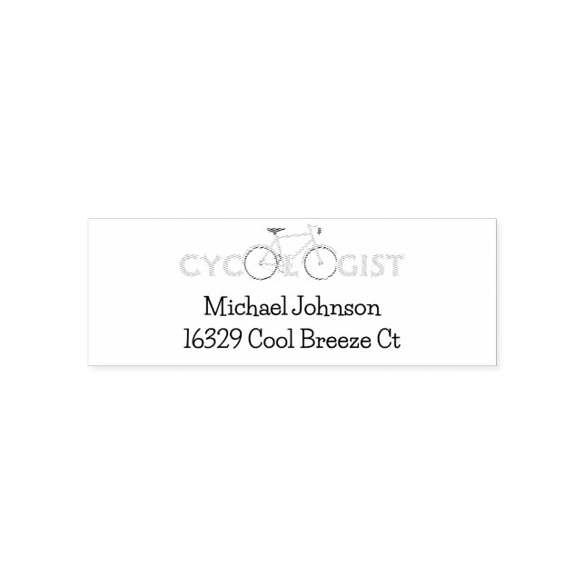 Sello Automático Divertido Cycologist Bike Name & Return Address (Diseño)