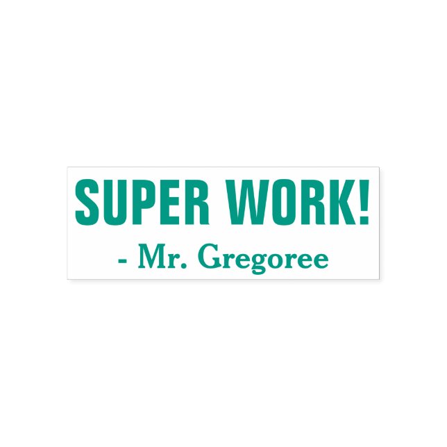 Sello Automático Divertido "¡TRABAJO SUPER!" + nombre de educador P (Diseño)