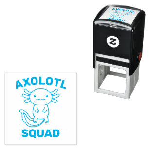 Sello Automático Divertido y lindo escuadrón de Axolotl azul person