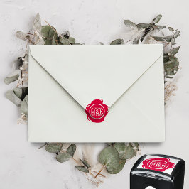 Sello Automático DIY Boda Funny Faux Red Wax Seol Monograma