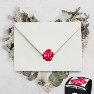 Sello Automático DIY Boda Funny Faux Red Wax Seol Monograma