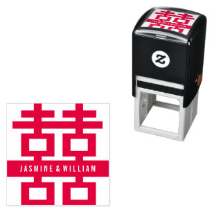Sello Automático Doble Felicidad Minimalista Boda China Moderna