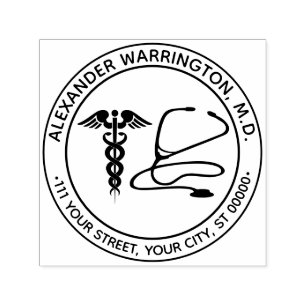 Sello Automático Doctor Enfermera Caduceo Estetoscopio Nombre Direc