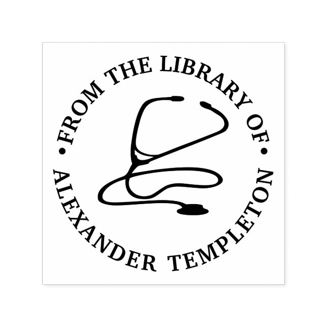 Sello Automático Doctor Enfermera Estetoscopio “De la biblioteca de (Diseño)