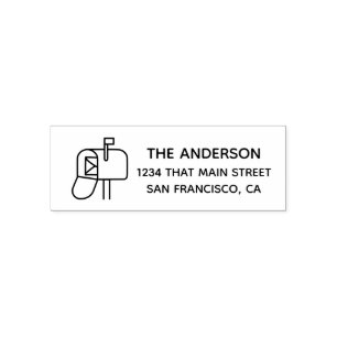 Sello Automático Doodle de buzón, apellido y dirección de devolució