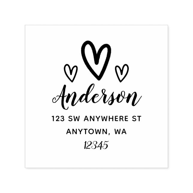 Sello Automático Doodle Hearts Return Address Personalized (Diseño)
