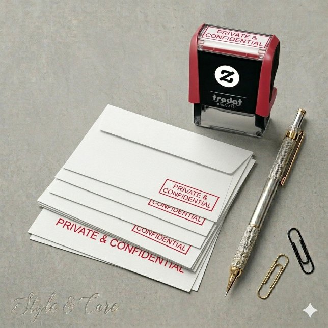 Sello Automático Dos líneas PERSONALIZADAS PRIVADAS Y CONFIDENCIALE (Two Line PRIVATE & CONFIDENTIAL Personalized Self-inking Stamp)