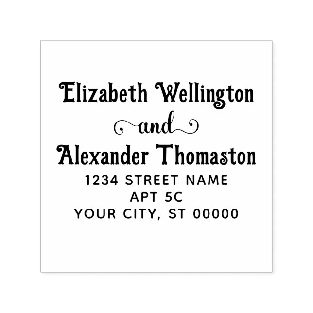 Sello Automático Dos nombres Fancy "y" #2 Dirección de devolución (Diseño)