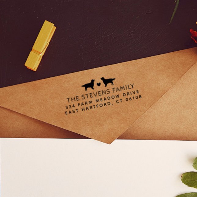 Sello Automático Dos perros Nombre y dirección del corazón (Subido por el creador)