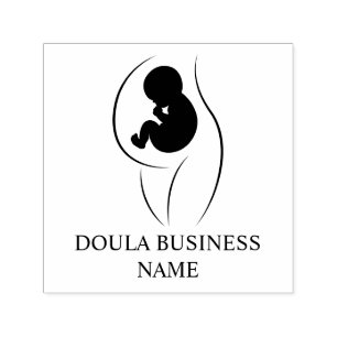 Sello Automático Doula Minimalista Madre y Silueta de Bebé